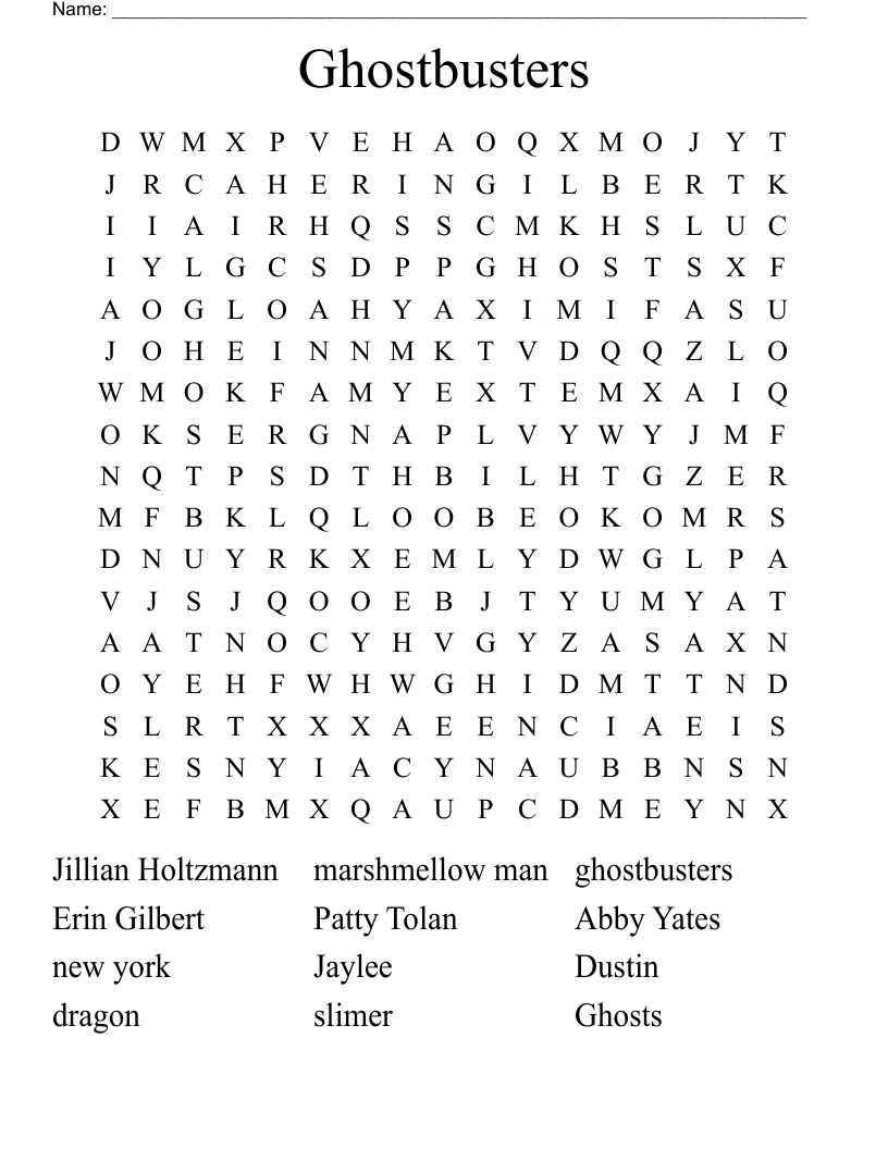 Ghostbusters Word Search - Wordmint throughout Printable Ghostbusters Word Search