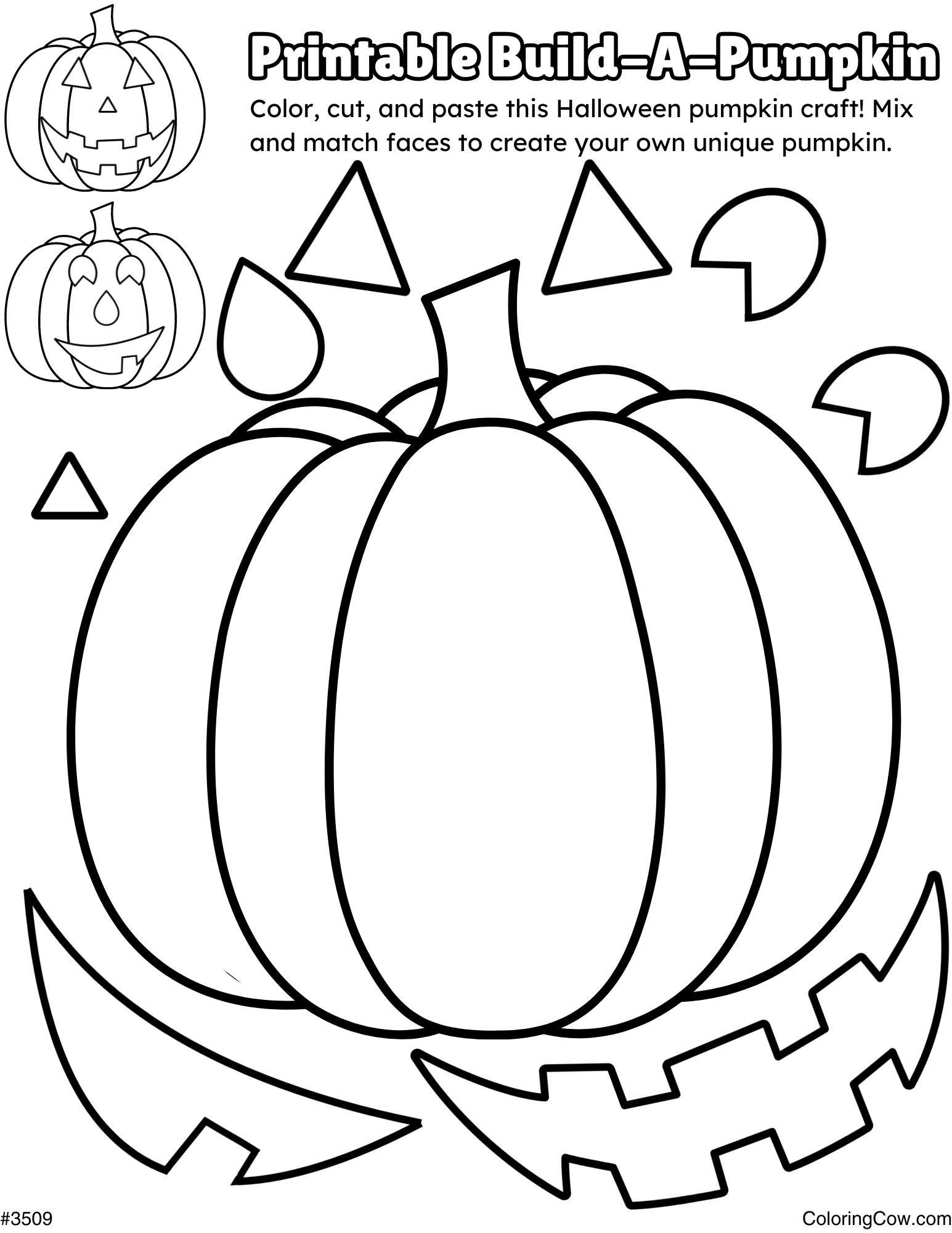 Halloween Build-A-Pumpkin Craft with Halloween Pumpkin Cut and Glue Activity Printable