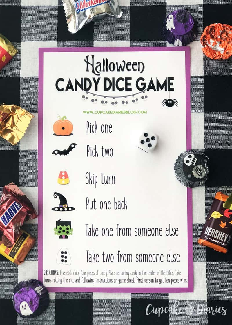 Halloween Candy Dice Game - Cupcake Diaries for Printable Halloween Candy Dice Game