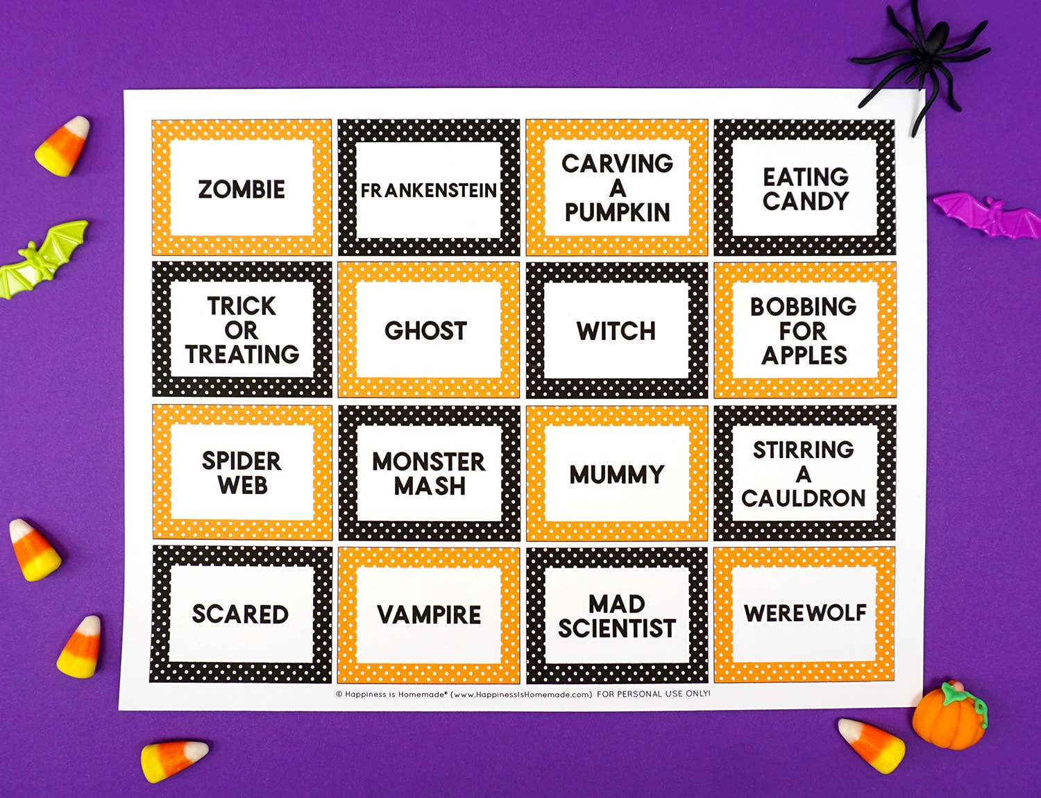 Halloween Charades Game Cards - Happiness Is Homemade with Halloween Charades Game Printable