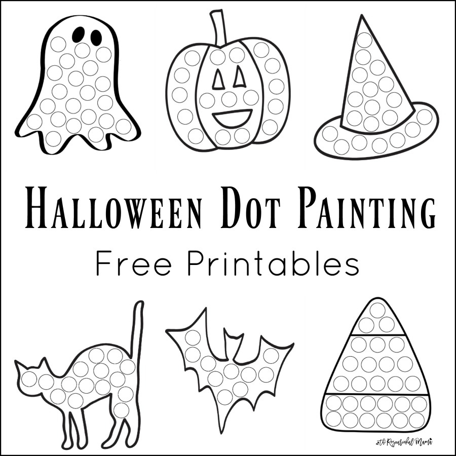 Halloween Dot Painting {Free Printables} - The Resourceful Mama for Halloween Witch Hat Dot Marker Coloring Page Printable