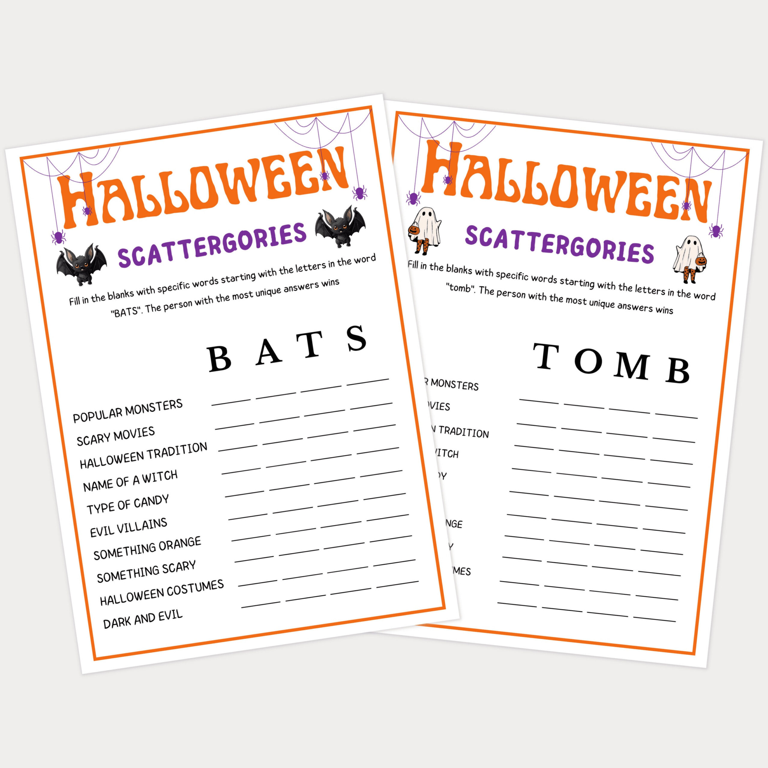 Halloween Games, Scattergories, Halloween Party Games, Party Games for Printable Halloween Scattergories Tomb