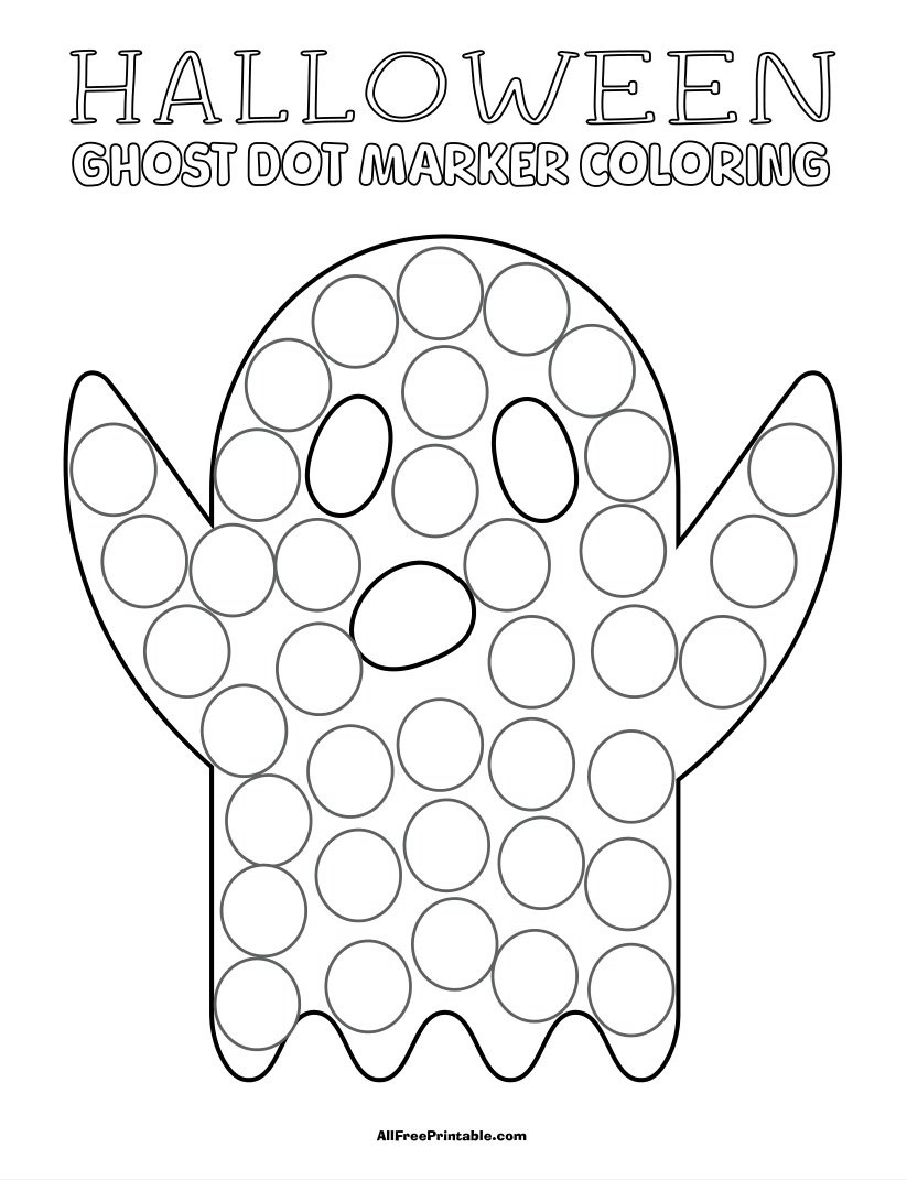 Halloween Ghost Dot Marker Coloring Page – Free Printable inside Printable Halloween Ghost Dot Marker Coloring Page