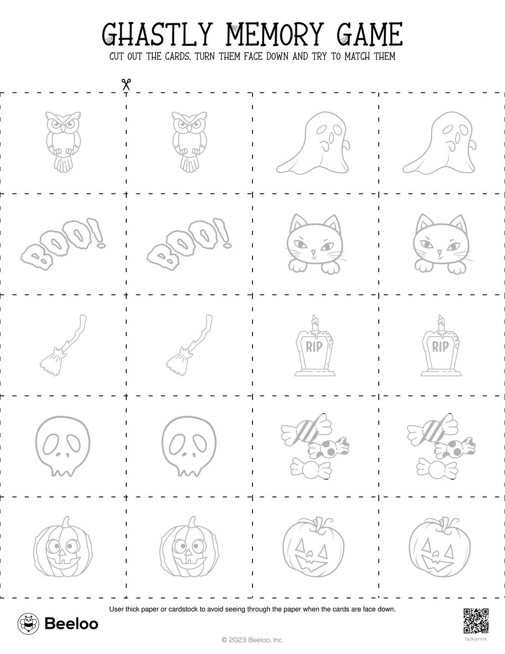 Halloween-Themed Memory Games • Beeloo Printable Crafts And within Printable Halloween Matching Game