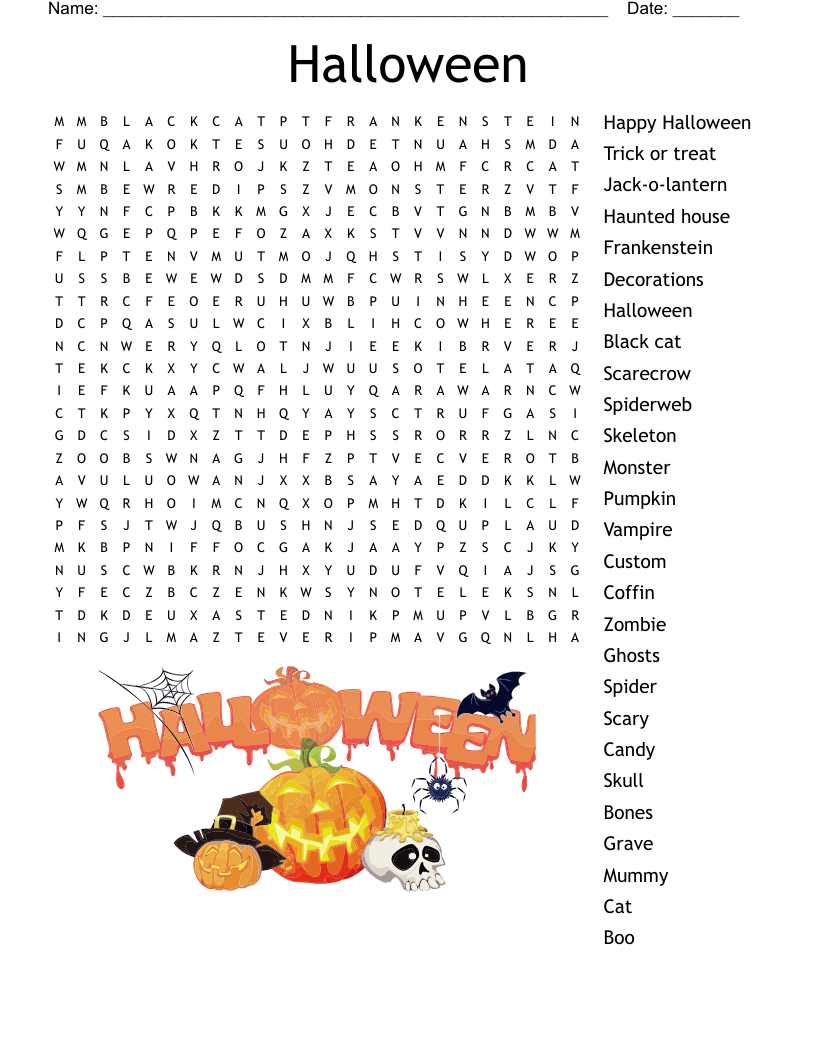 Halloween Word Hunt Word Search - Wordmint in Halloween Word Search Printable