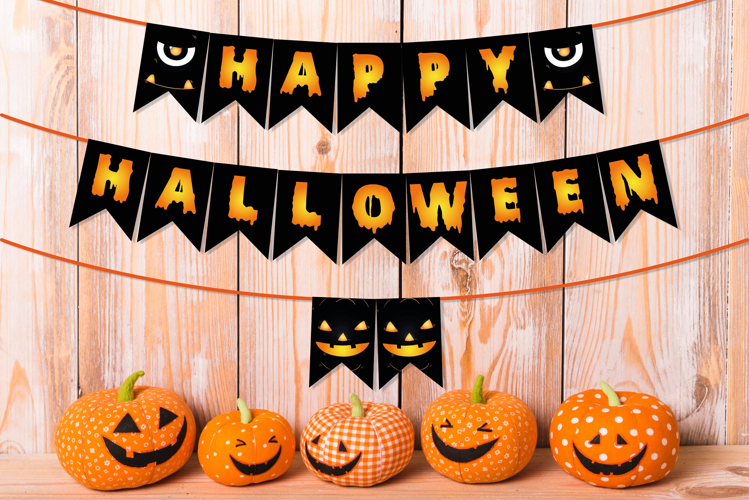 Happy Halloween Banner Halloween Decor Garland Halloween Party - Printable  Banner - Halloween Pennant Printable - Diy - Instant Download with Happy Halloween Banner Printable
