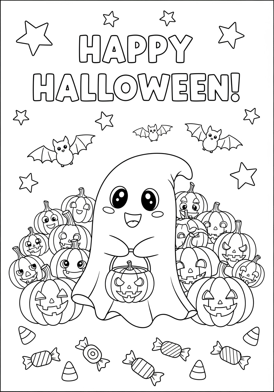 Happy Halloween Coloring Page For Preschoolers with Happy Halloween Coloring Page Printable
