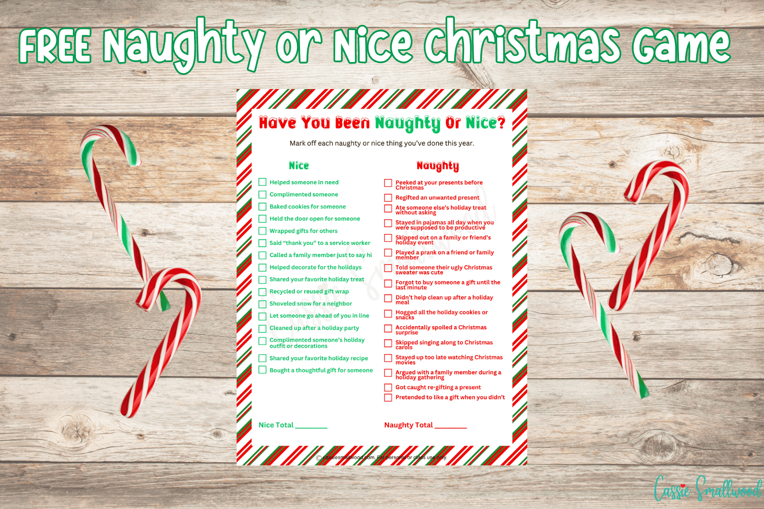 Naughty Or Nice Christmas Game (Free Printable) - Cassie Smallwood regarding Printable This or That Christmas Game