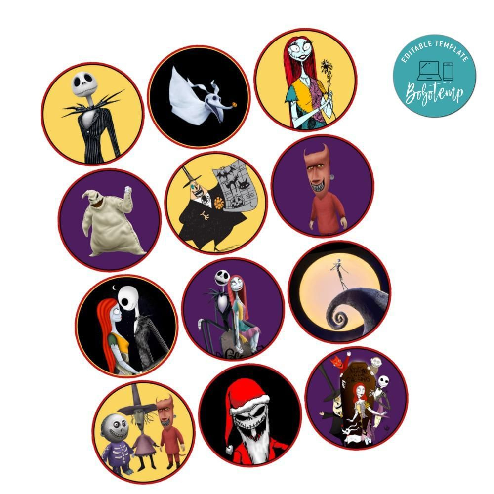 Nightmare Before Christmas Cupcake Toppers Template Printable for The Nightmare Before Christmas Cupcake Toppers Printable