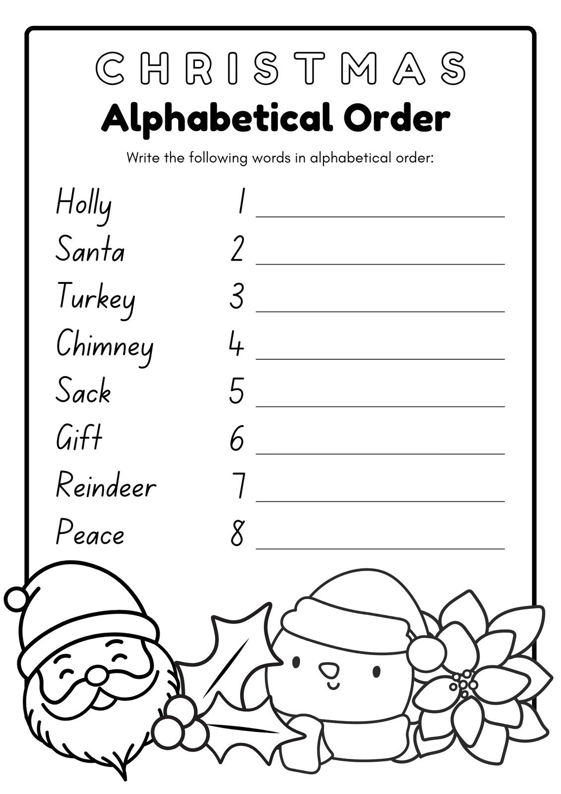 Page 11 - Free, Editable Christmas Worksheet Templates | Canva for Printable Christmas Words Alphabetical Order Worksheet