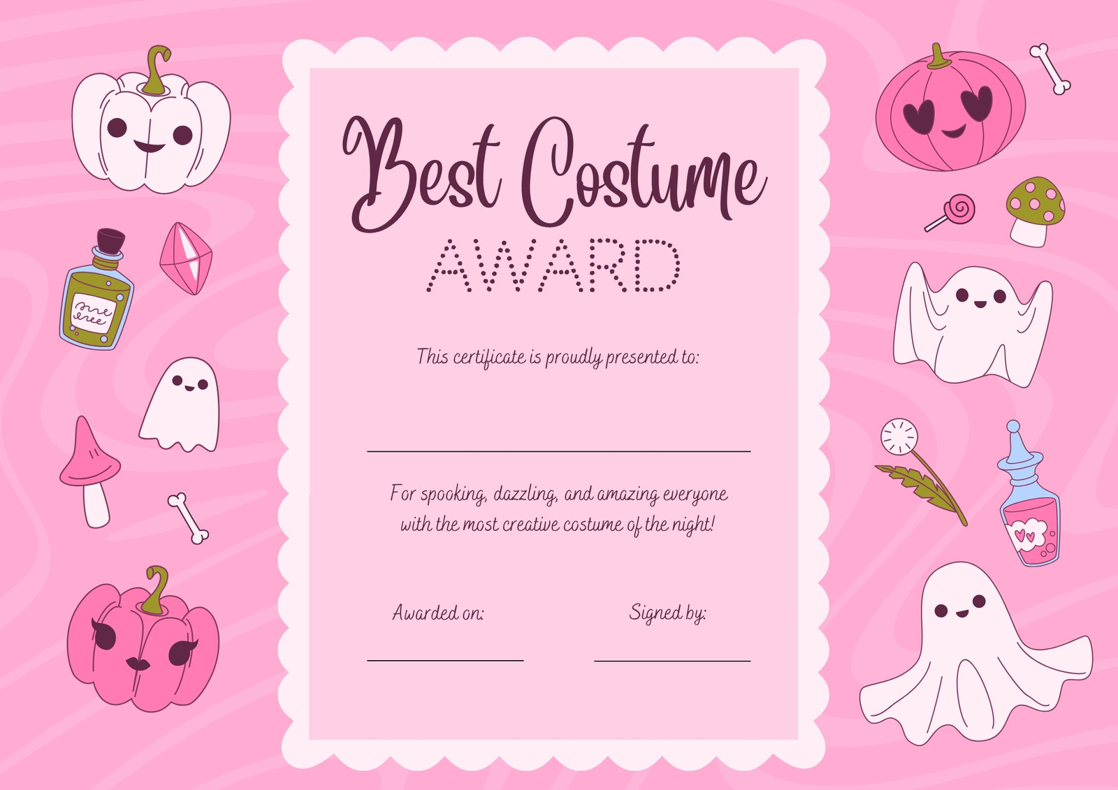 Page 2 - Free Custom Printable Halloween Certificate Templates | Canva for Halloween Costume Certificate Printable