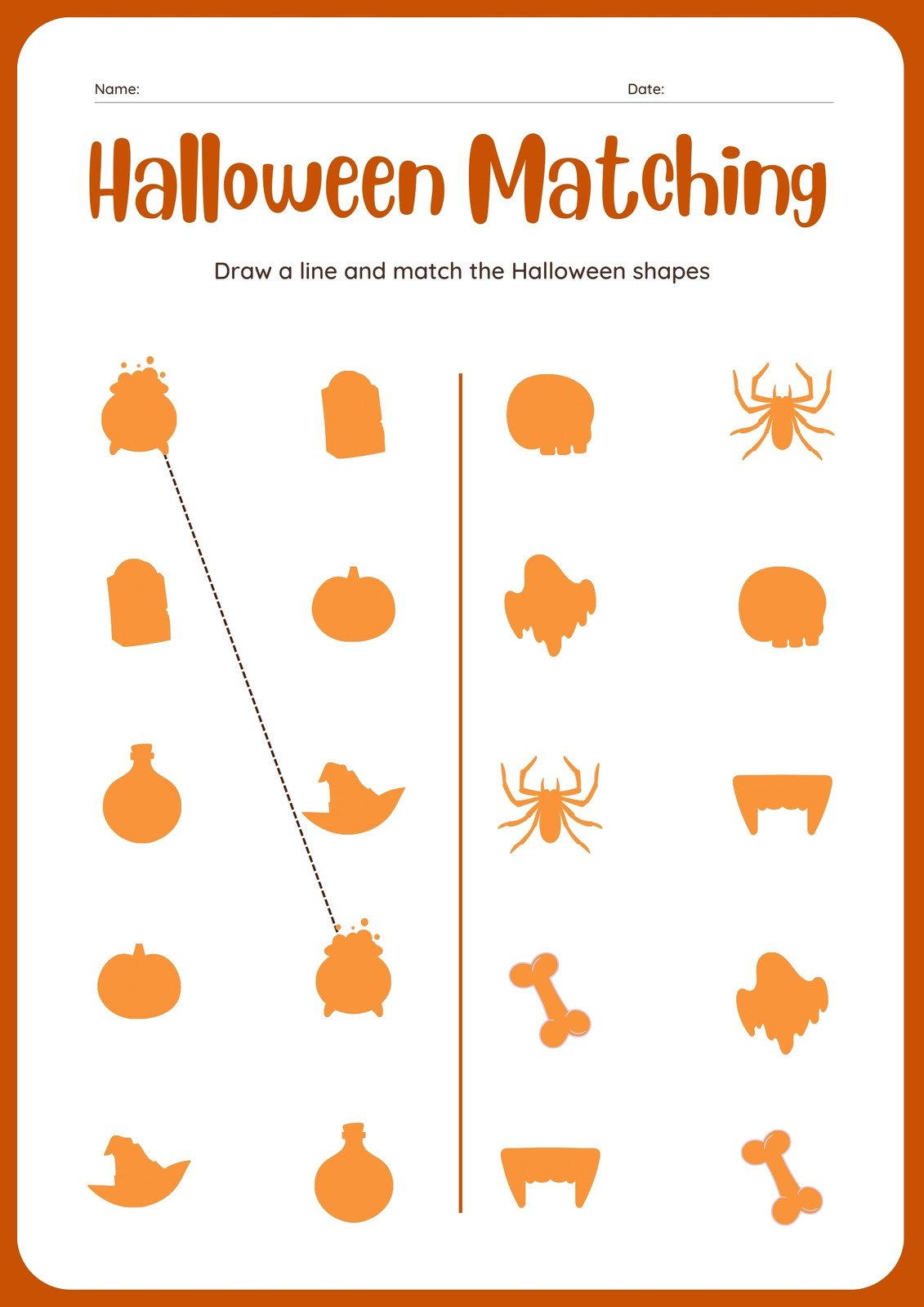 Page 2 - Free Printable Halloween Worksheet Templates To Edit | Canva with Halloween Matching Worksheet Printable