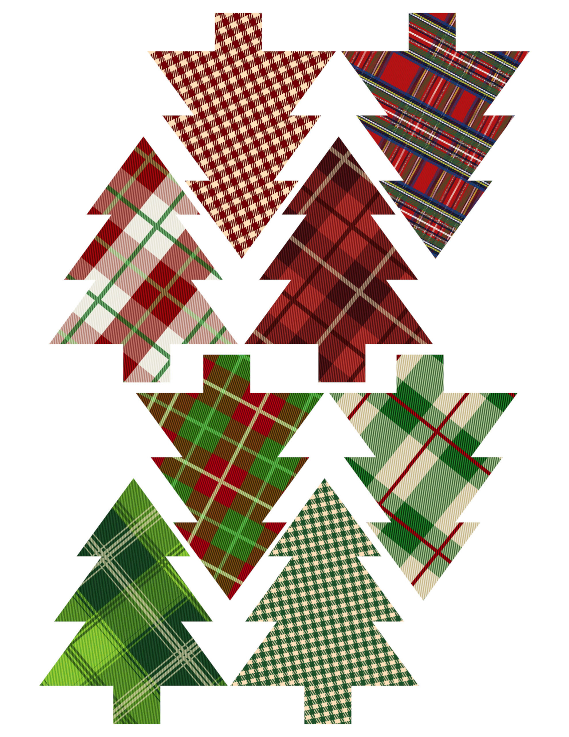 Plaid Christmas Tree Ornaments Printable - Paper Trail Design with Printable Plaid Pattern Trees Merry Christmas Sign