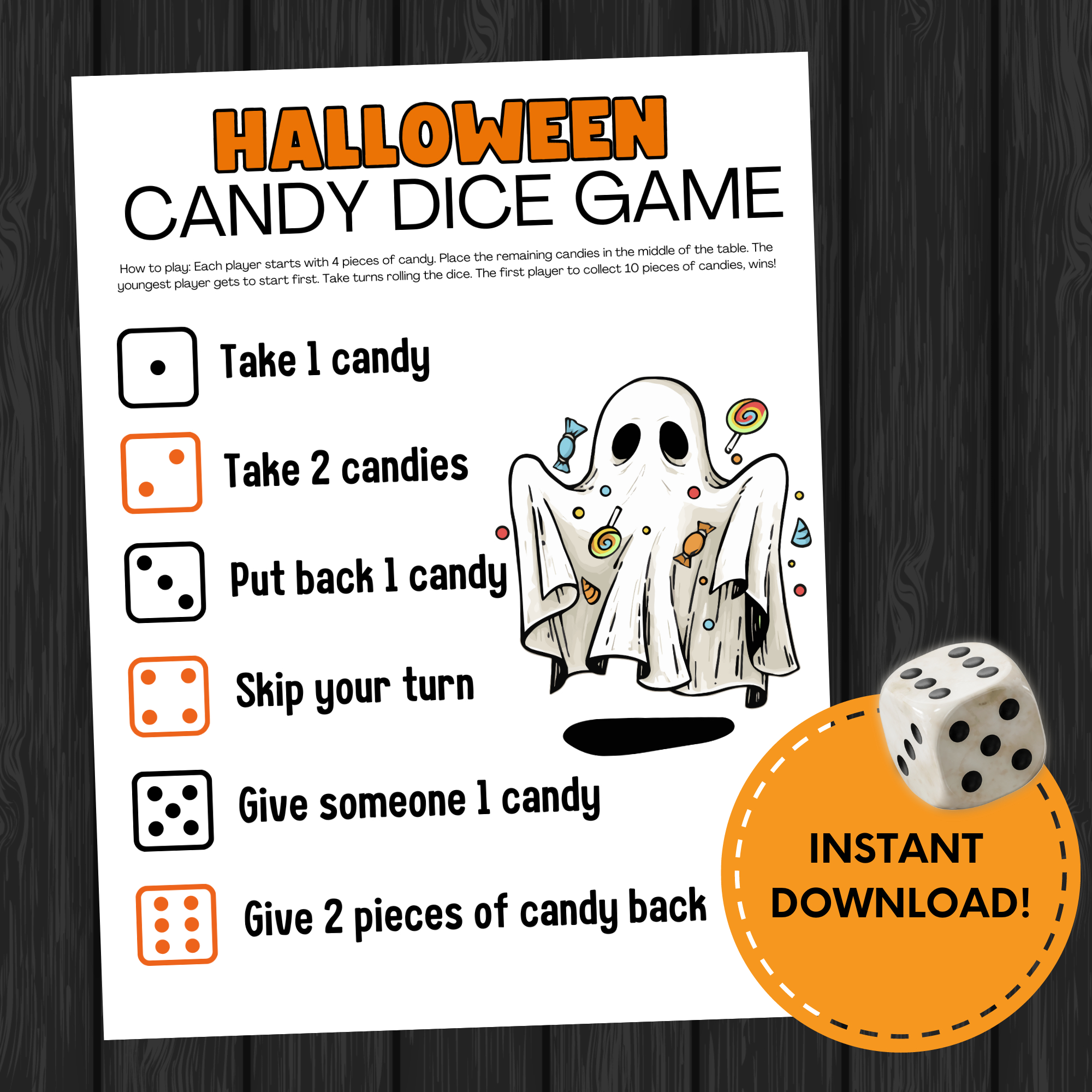 Printable Halloween Candy Dice Game - Mom. Wife. Busy Life. inside Printable Halloween Candy Dice Game 10
