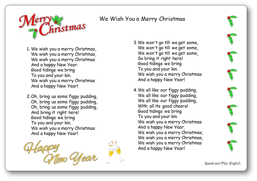 Printable Words To We Wish You A Merry Christmas | Www.lx.iriss.uk regarding Printable We Wish You a Merry Christmas Lyrics