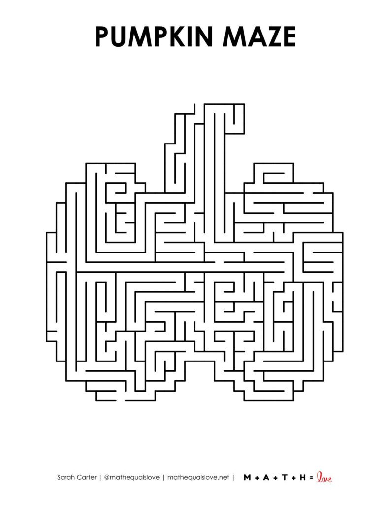 Pumpkin Maze Printable For Fall Or Halloween | Math = Love inside Printable Pumpkin Maze