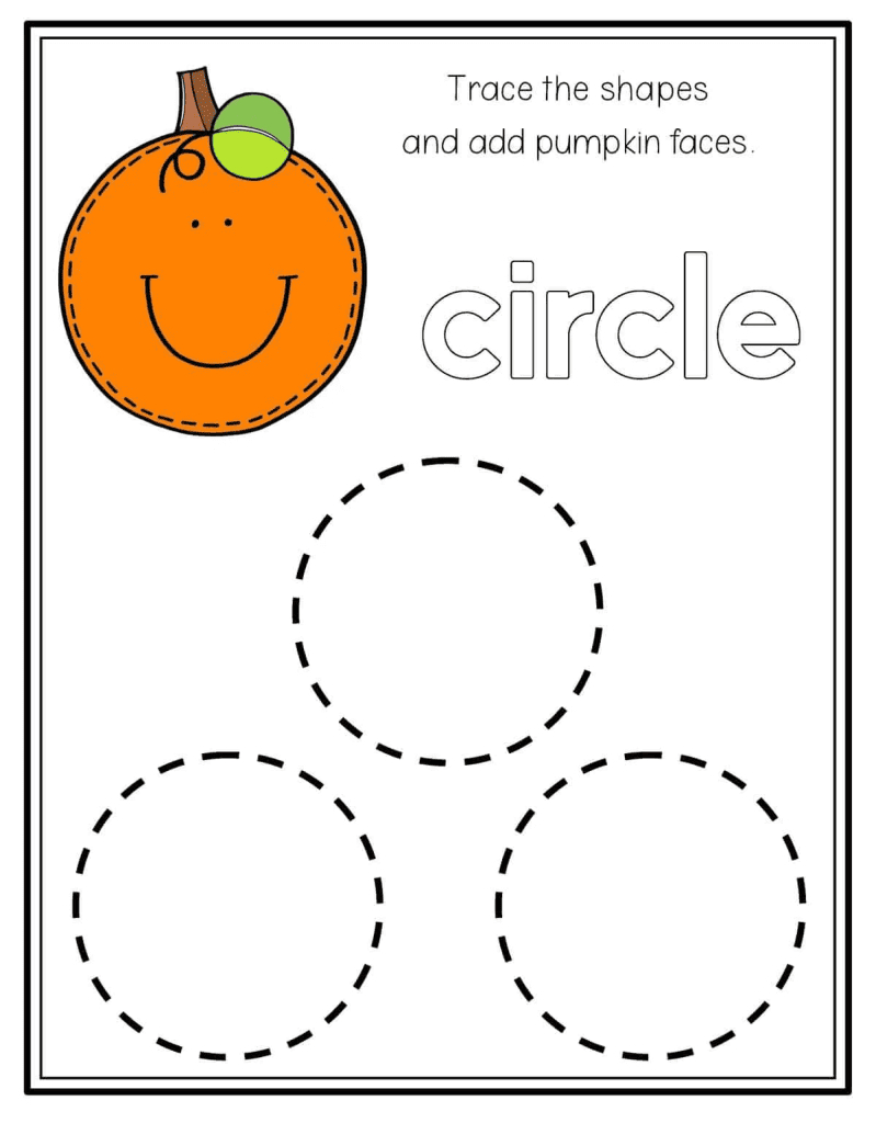 Pumpkin Shape Tracing - Preschool Mom for Printable Pumpkin Tracing Worksheet
