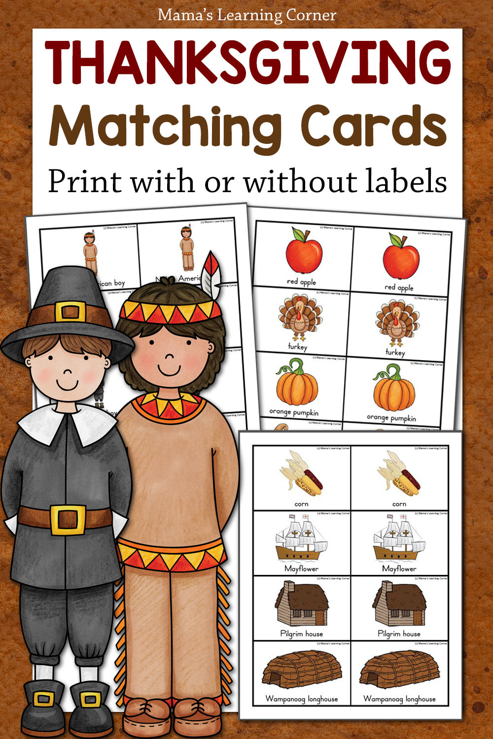 Thanksgiving Matching Game – Free Printable For Kids throughout Thanksgiving Matching Worksheet Printable