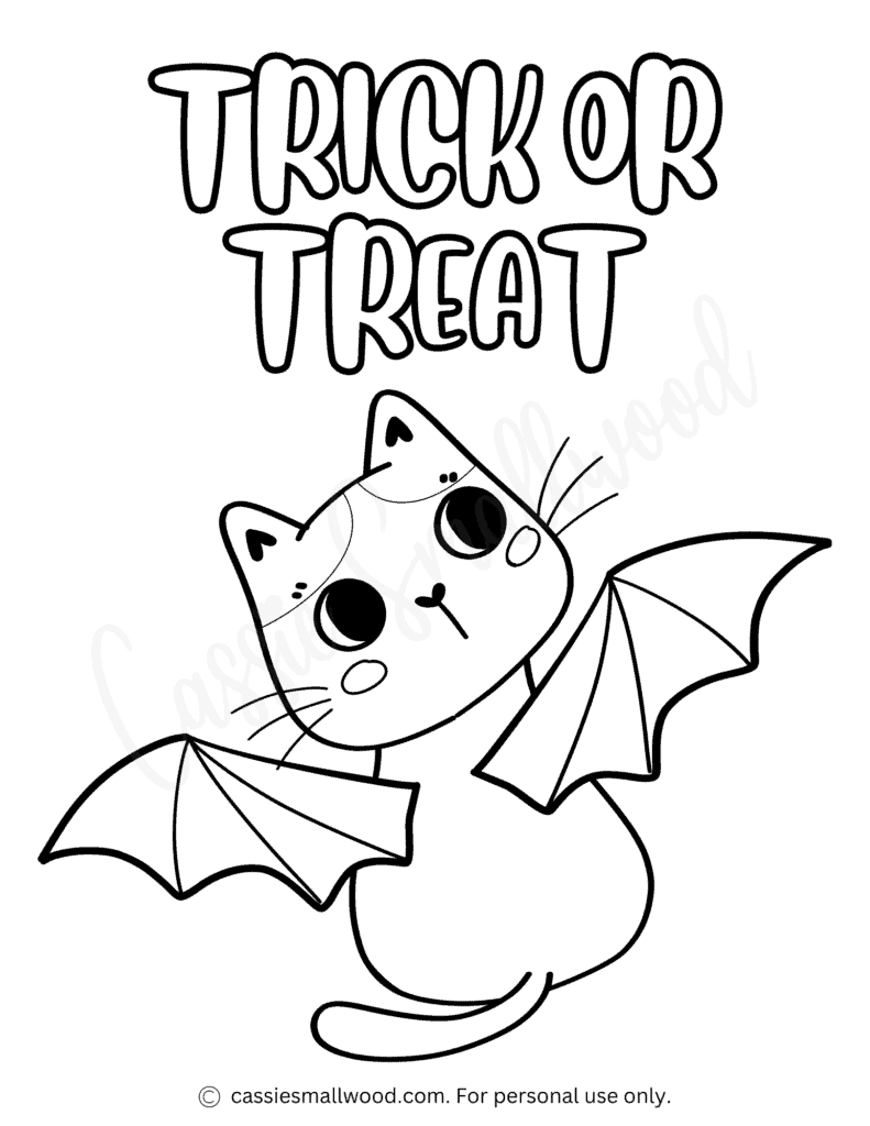 The Cutest Trick Or Treat Coloring Pages - Cassie Smallwood pertaining to Halloween Cat Coloring Page Printable