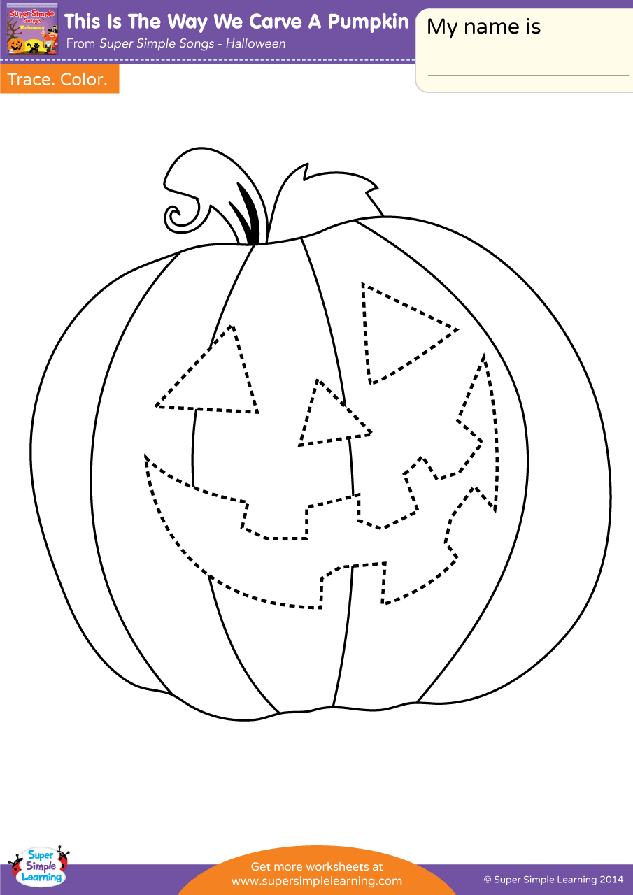 This Is The Way We Carve A Pumpkin Worksheet - Trace - Super Simple intended for Printable Halloween Pumpkin Tracing Worksheet