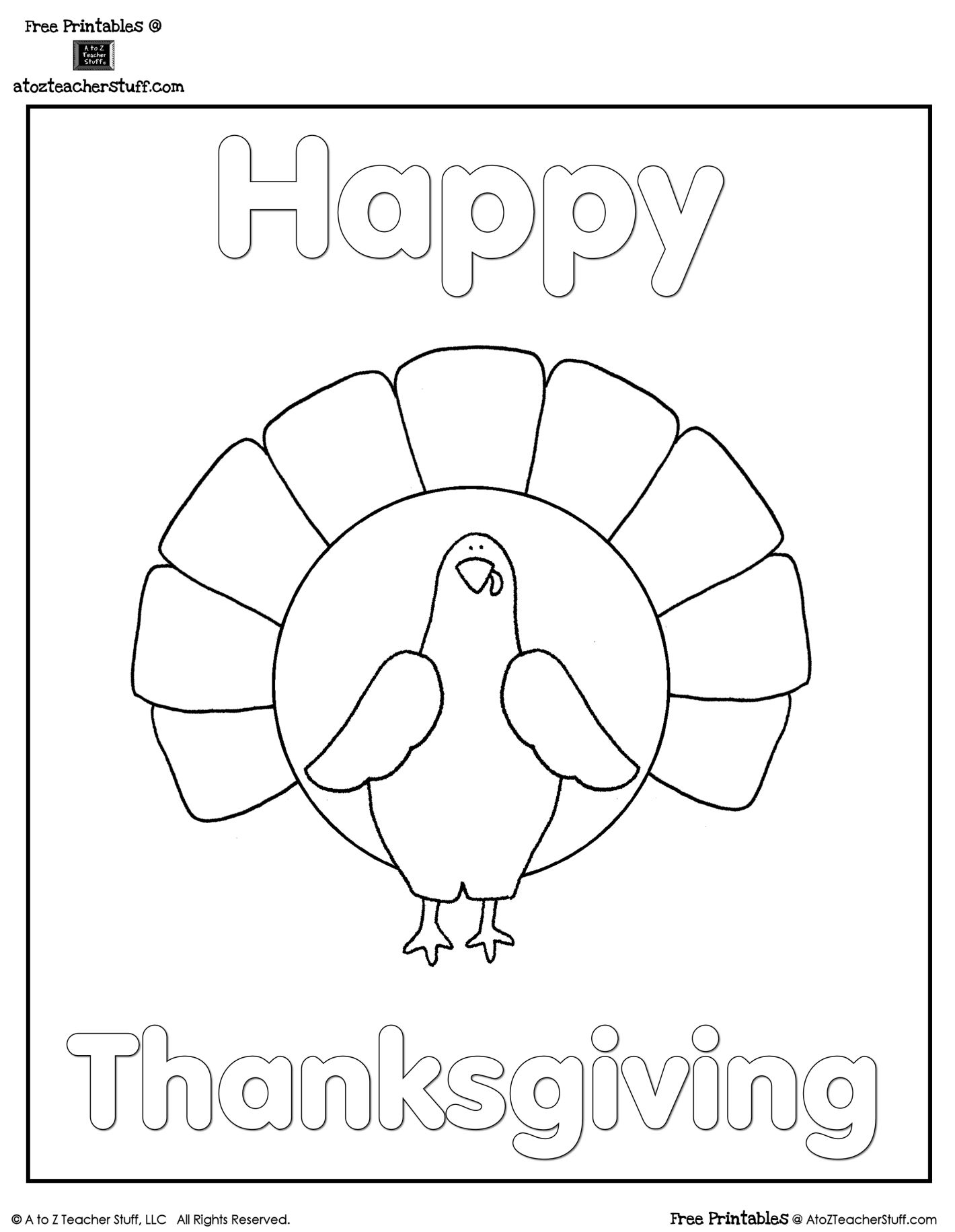 Turkey Coloring Sheet | A To Z Teacher Stuff Printable Pages And pertaining to Thanksgiving Turkey Coloring Page Printable