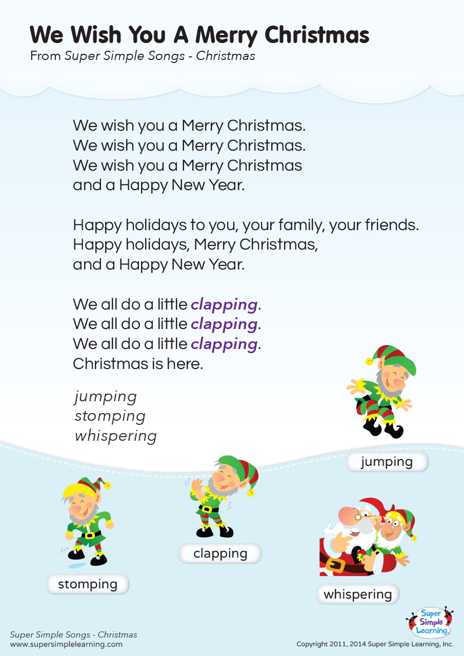 We Wish You A Merry Christmas Lyrics Poster - Super Simple for Printable We Wish You A Merry Christmas Lyrics