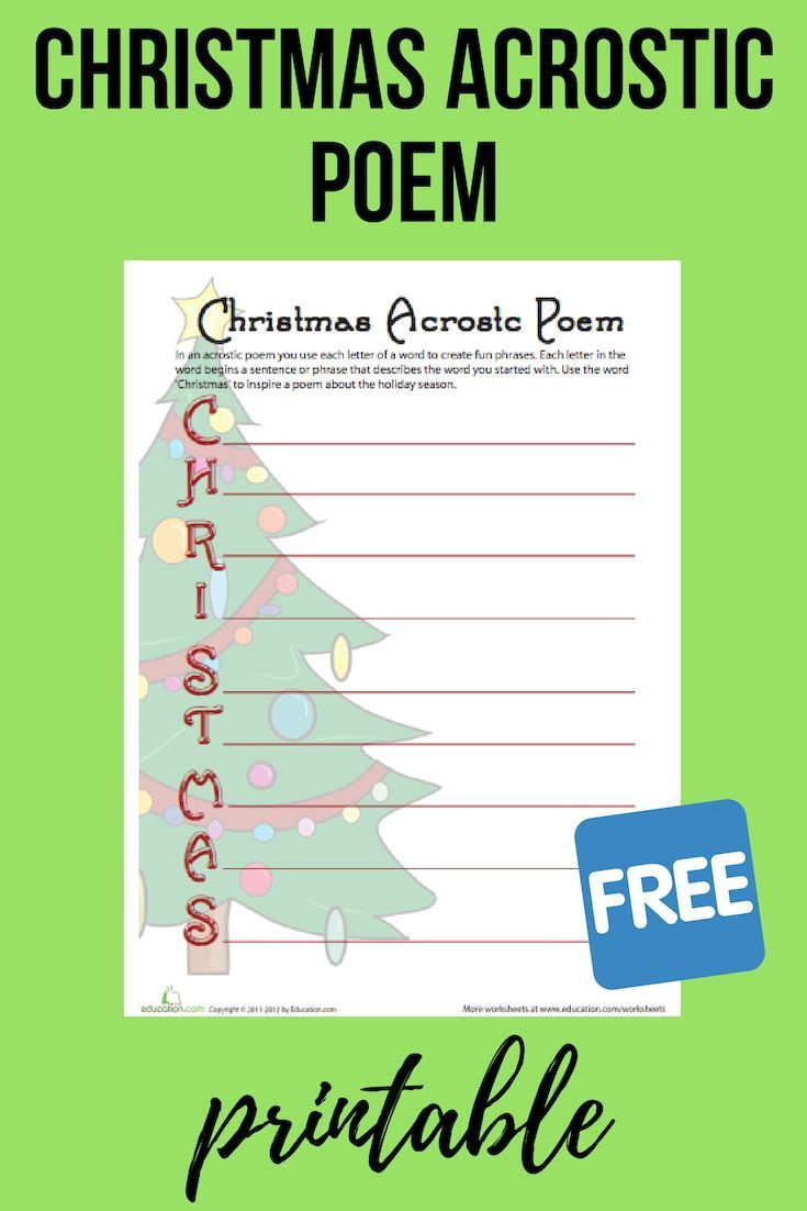 Write An Acrostic Poem: Christmas | Worksheet | Education for Printable Christmas Acrostic Poem Worksheet