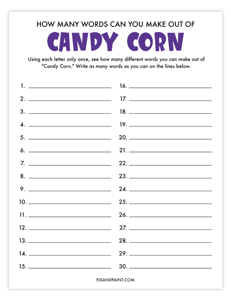 11 Free Printable Halloween How Many Words Games - Pjs And Paint for Printable How Many Words Can You Make from Halloween