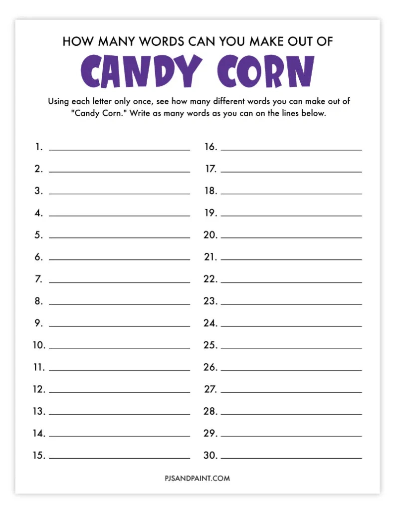 11 Free Printable Halloween How Many Words Games - Pjs And Paint intended for How Many Words Can You Make from Halloween Printable