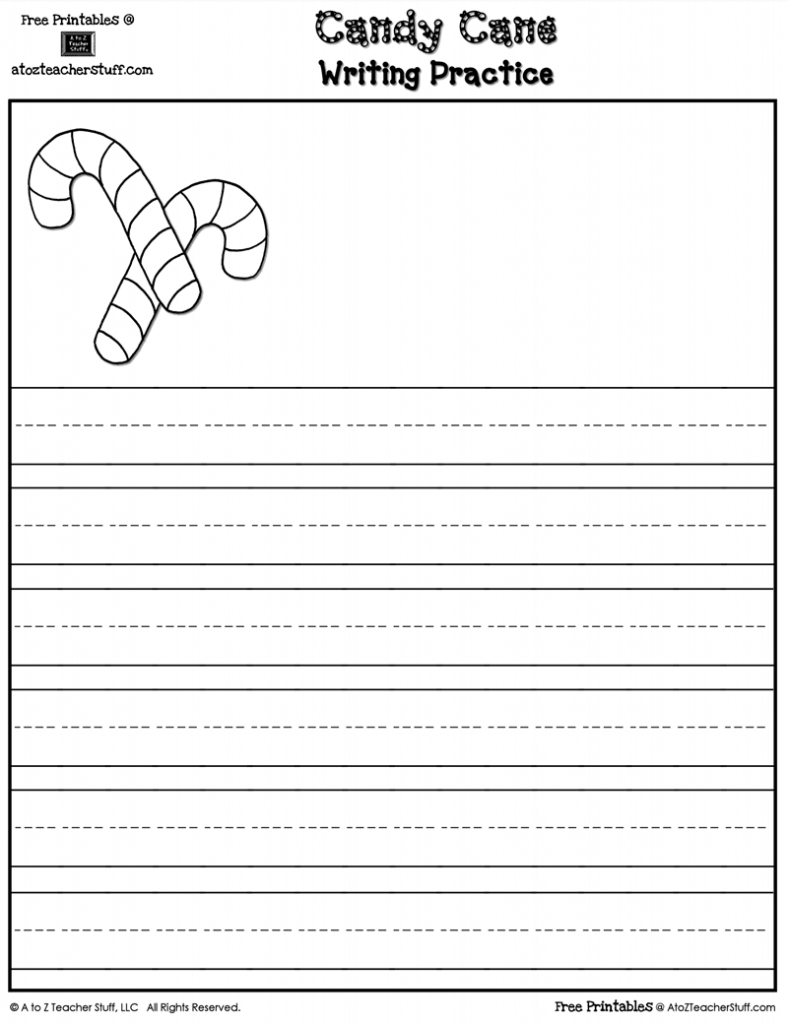Candy Cane Writing Practice Printable Page | A To Z Teacher Stuff inside Printable Christmas Candy Canes Tracing Worksheet