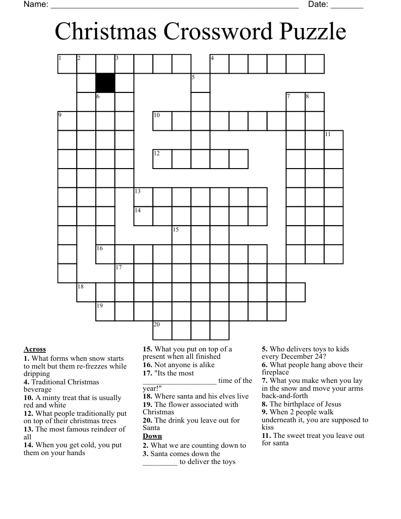Christmas Crossword Puzzle - Wordmint within Printable Christmas Crossword