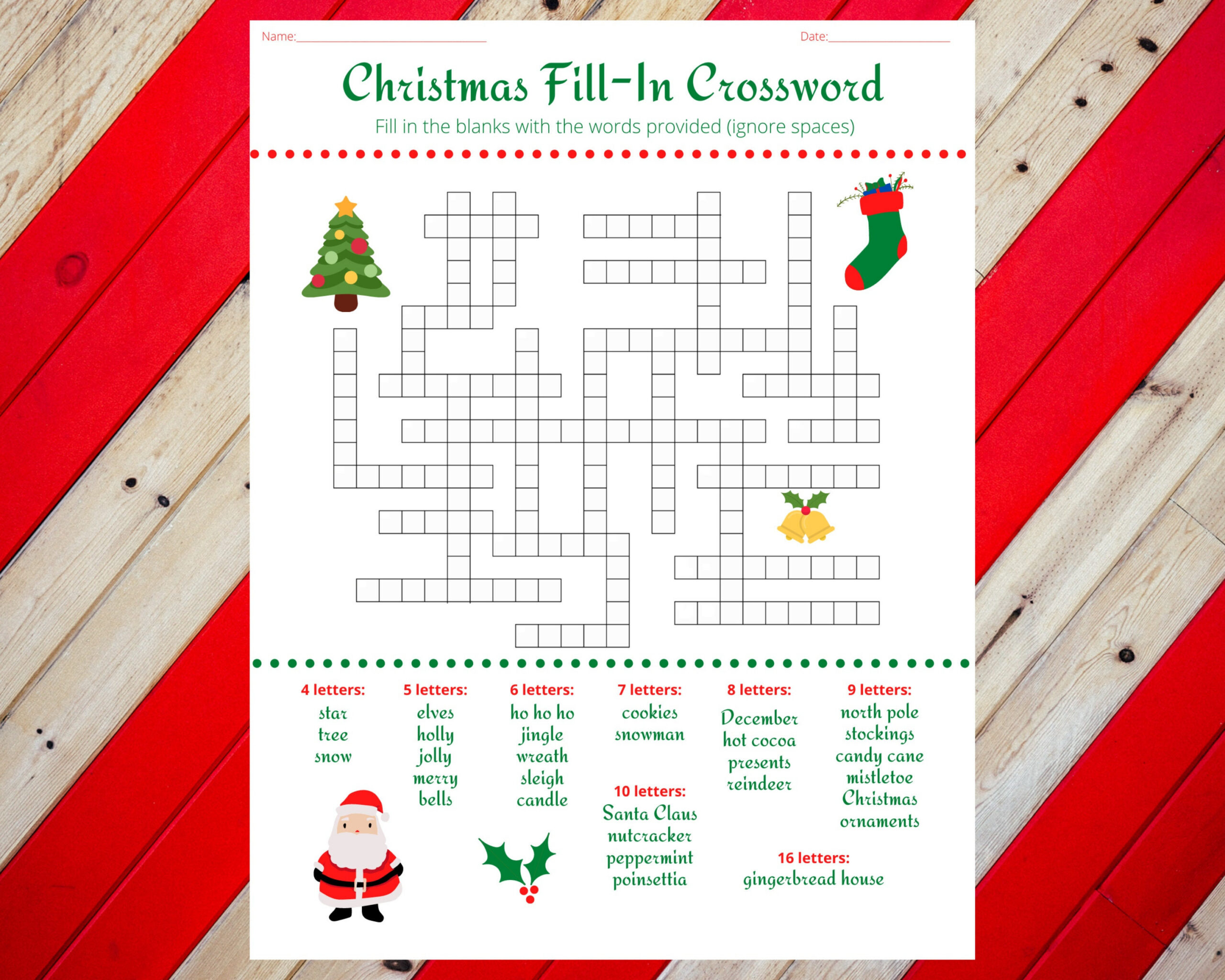 Christmas Holiday Fill In Crossword Puzzle Worksheet Digital pertaining to Printable Christmas Crossword Puzzle