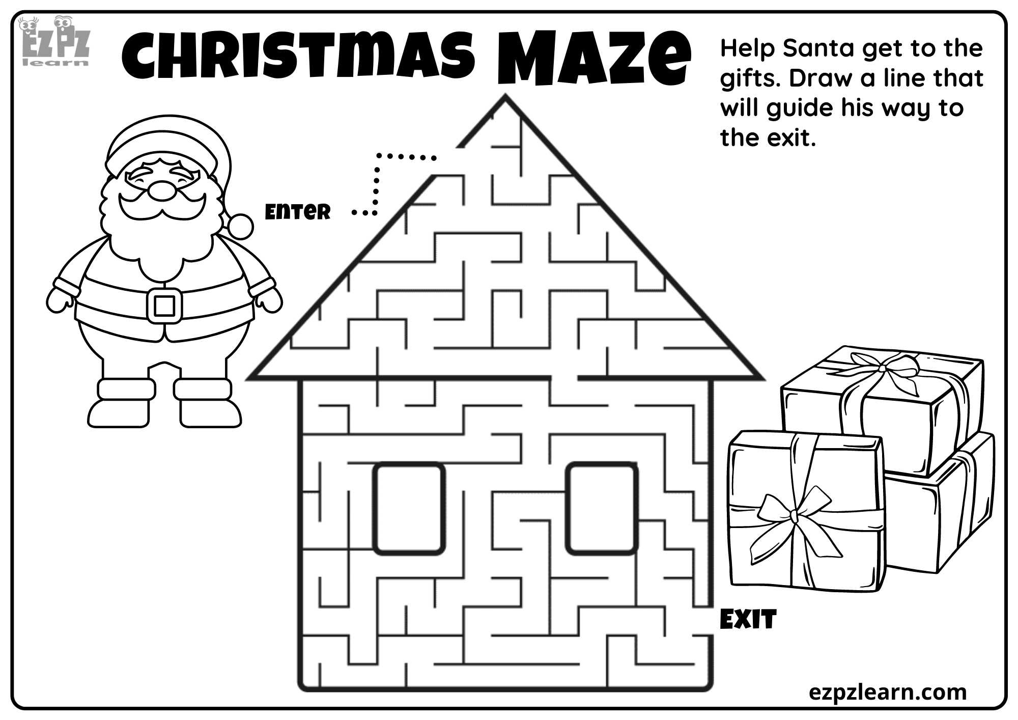 Christmas Maze 2 - Ezpzlearn throughout Printable Christmas Maze