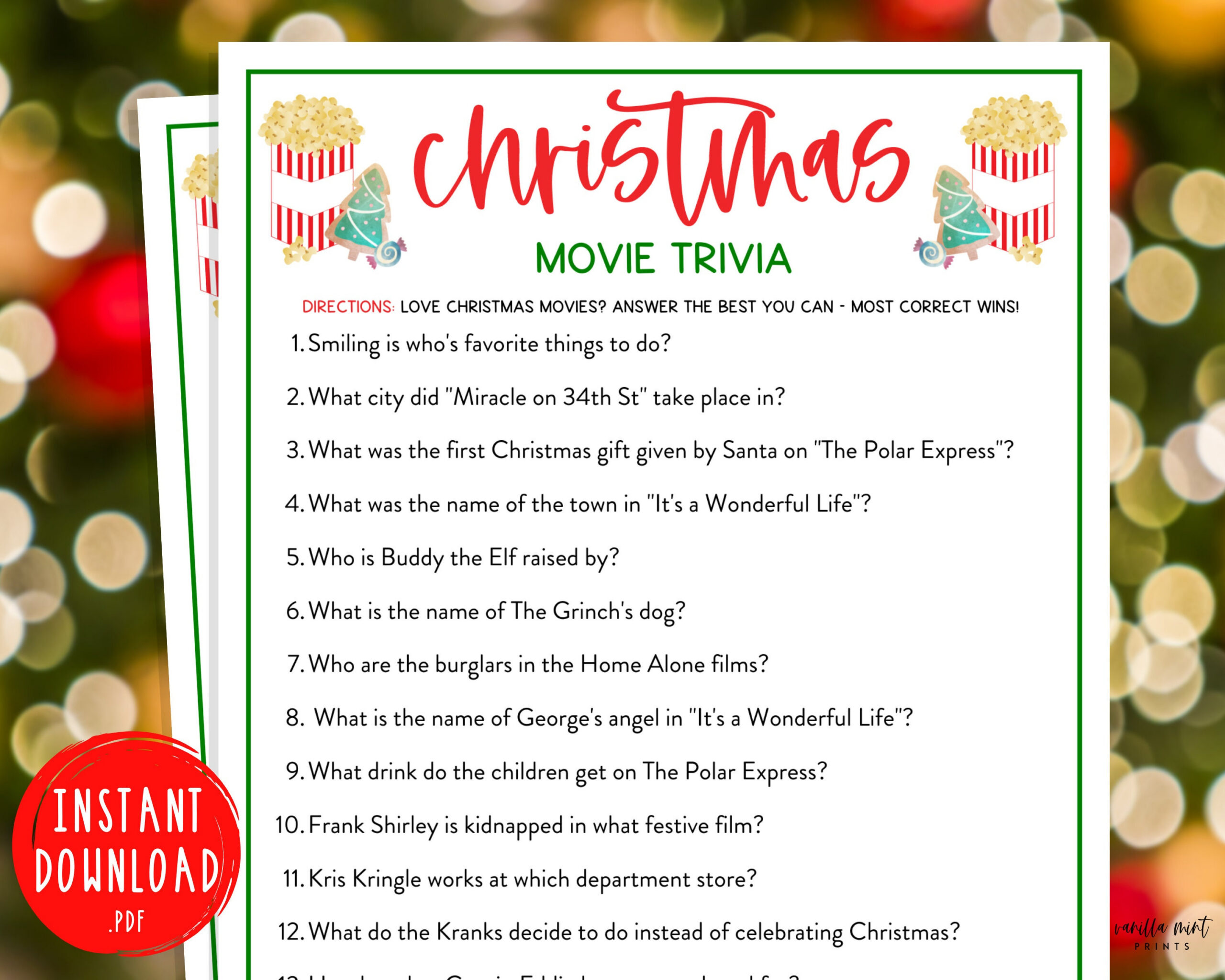 Christmas Movie Trivia Game | Christmas Trivia Printable Games throughout Christmas Trivia Printable