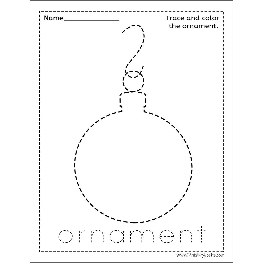 Christmas Tracing Worksheets - Raising Hooks intended for Christmas Ornaments Tracing Worksheet Printable