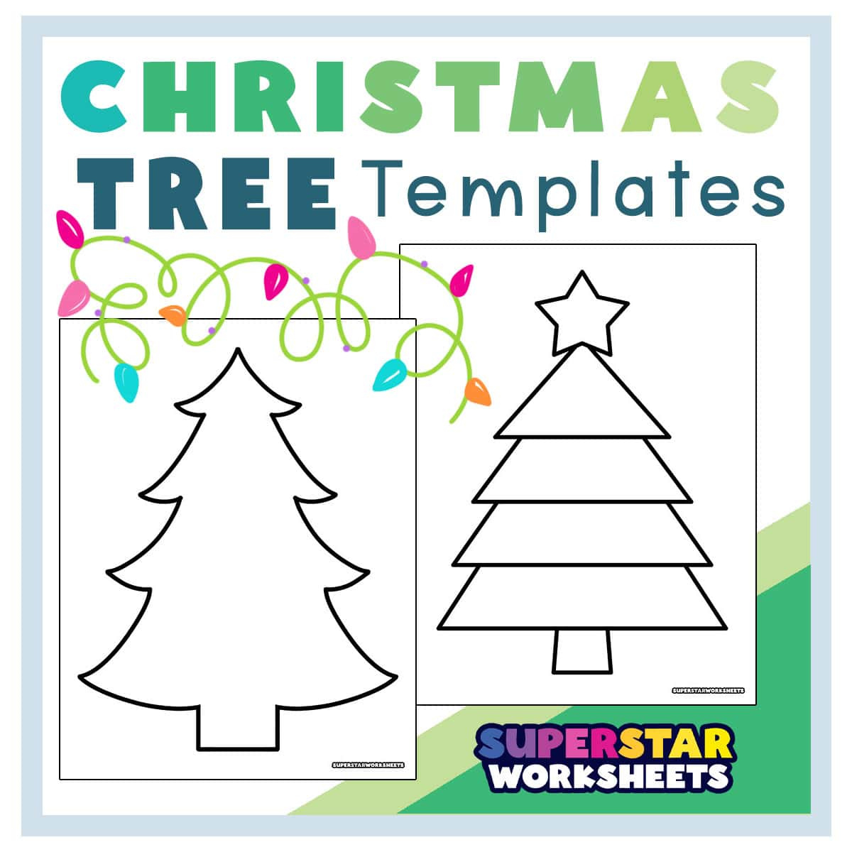 Christmas Tree Template (Free Printables) - Superstar Worksheets with Printable Christmas Tree Outline Template