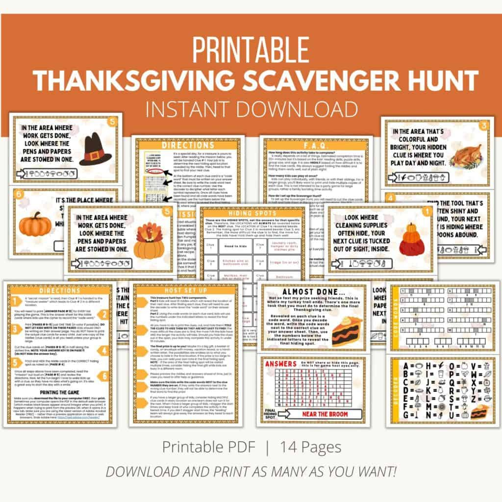 Exciting Thanksgiving Scavenger Hunt For Kids – Printable Fun! throughout Thanksgiving Scavenger Hunt Printable