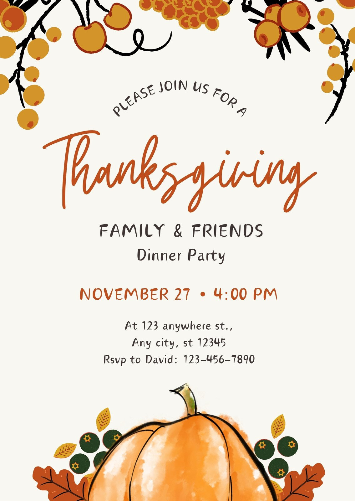 Free Custom Printable Thanksgiving Invitation Templates | Canva regarding Thanksgiving Invitations Printable