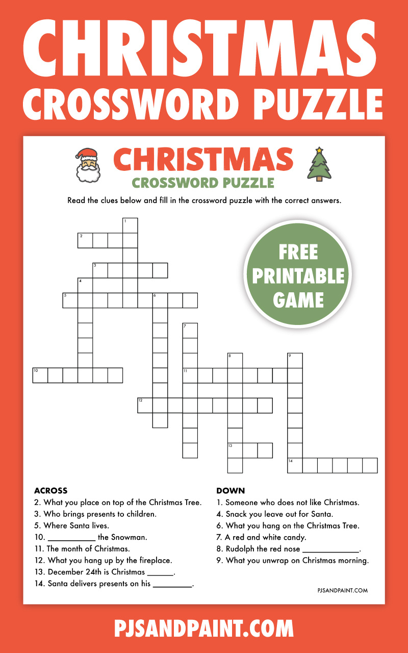 Free Printable Christmas Crossword Puzzle - Pjs And Paint within Printable Christmas Crossword Puzzle