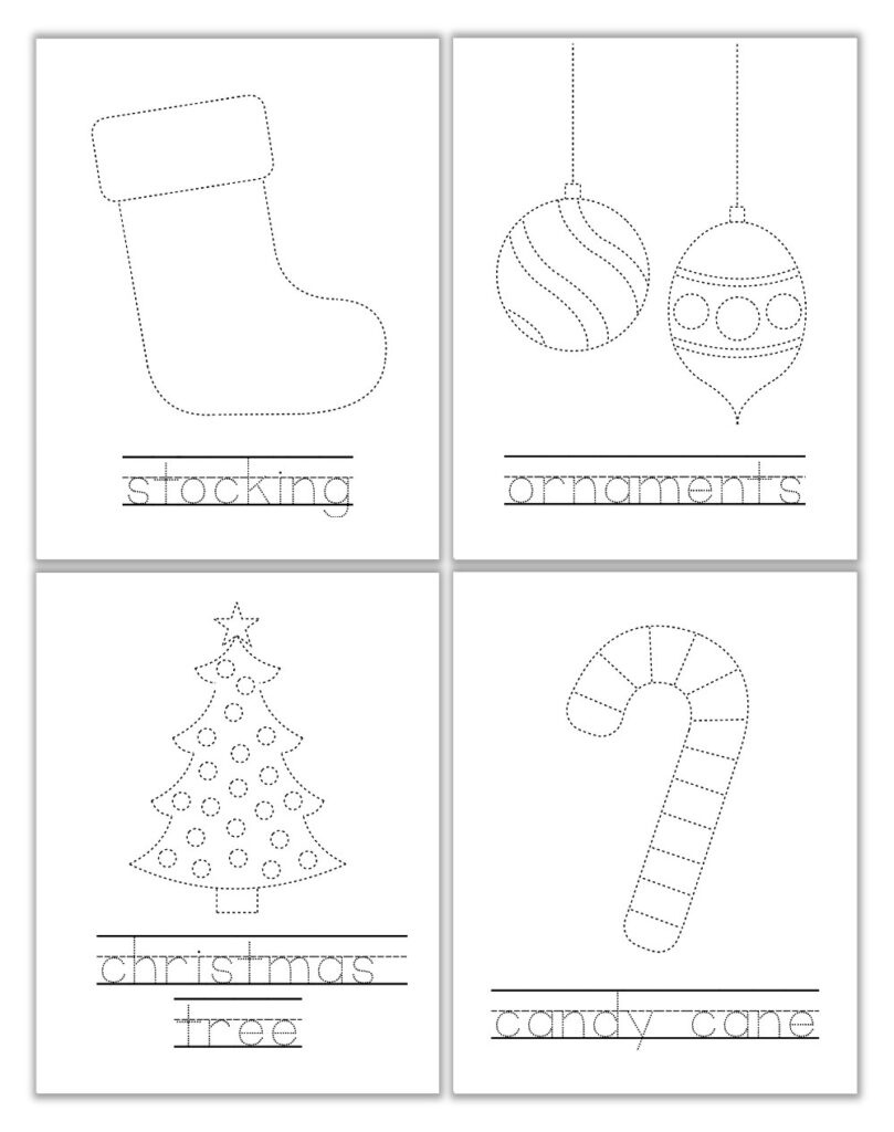 Free Printable Christmas Tracing Worksheets For Kids - The Craft intended for Christmas Ornaments Tracing Worksheet Printable
