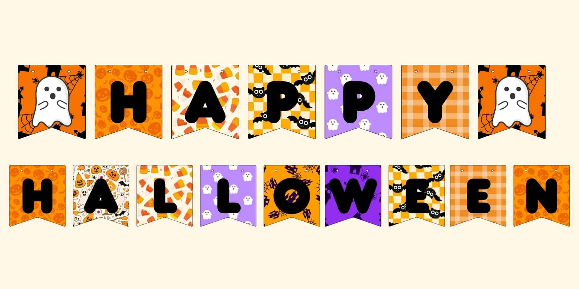 Free Printable Halloween Banner Sign Pdf with Printable Happy Halloween Banner