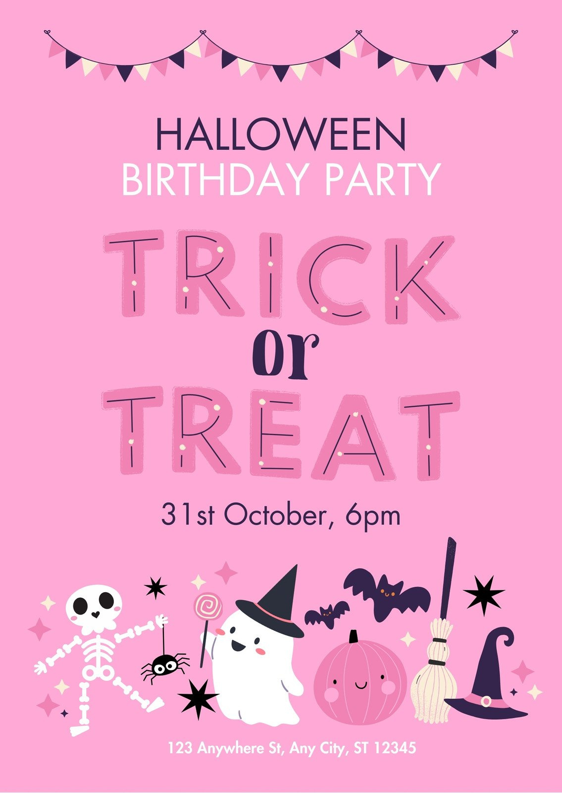 Free Printable Halloween Birthday Invitation Templates | Canva with Printable Halloween Birthday Invitations