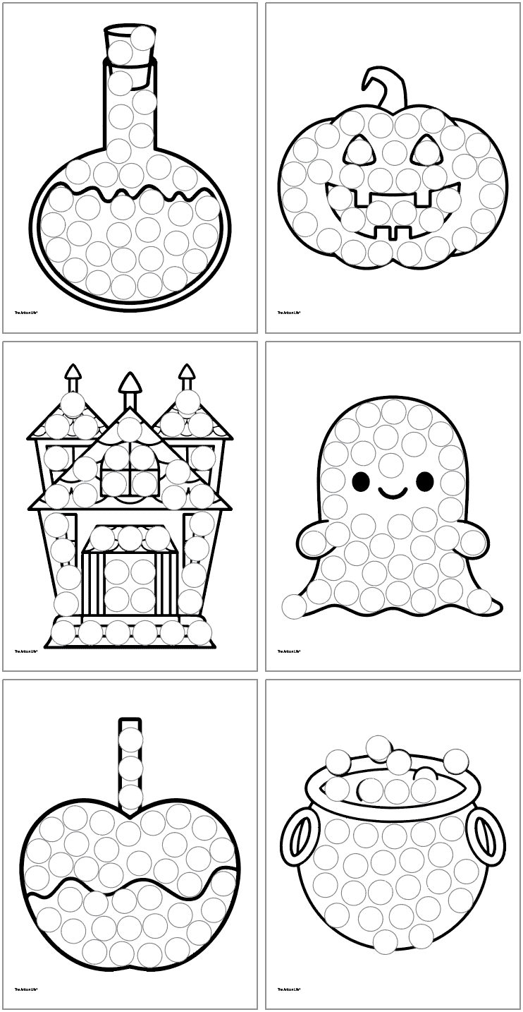 Free Printable Halloween Dot Marker Coloring Pages - The Artisan Life with Halloween Ghost Dot Marker Coloring Page Printable