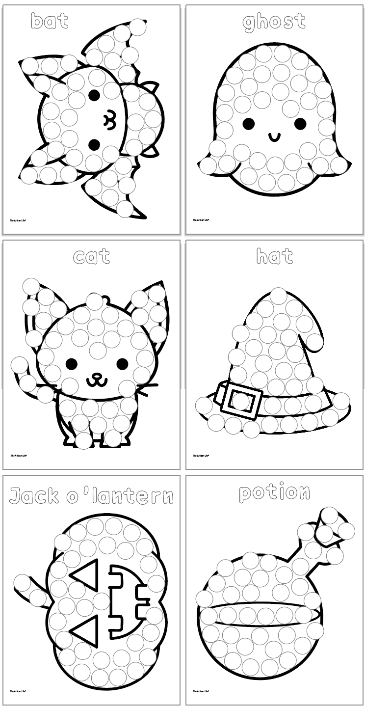 Free Printable Halloween Dot Marker Pages With Vocabulary - The within Printable Halloween Cat Dot Marker Coloring Page