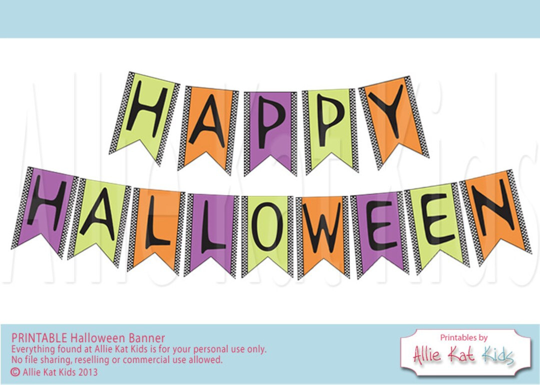 Happy Halloween Banner – Purple, Green, Orange Pennants (Printable inside Printable Happy Halloween Banner