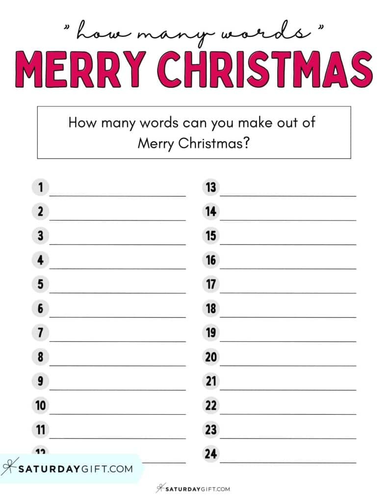 How Many Words Can You Make From Christmas - Worksheet within How Many Words Can You Make From Merry Christmas Printable