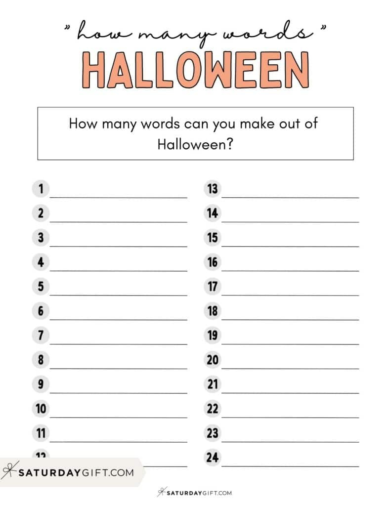 How Many Words Can You Make From Halloween - Worksheet regarding Printable How Many Words Can You Make From Halloween