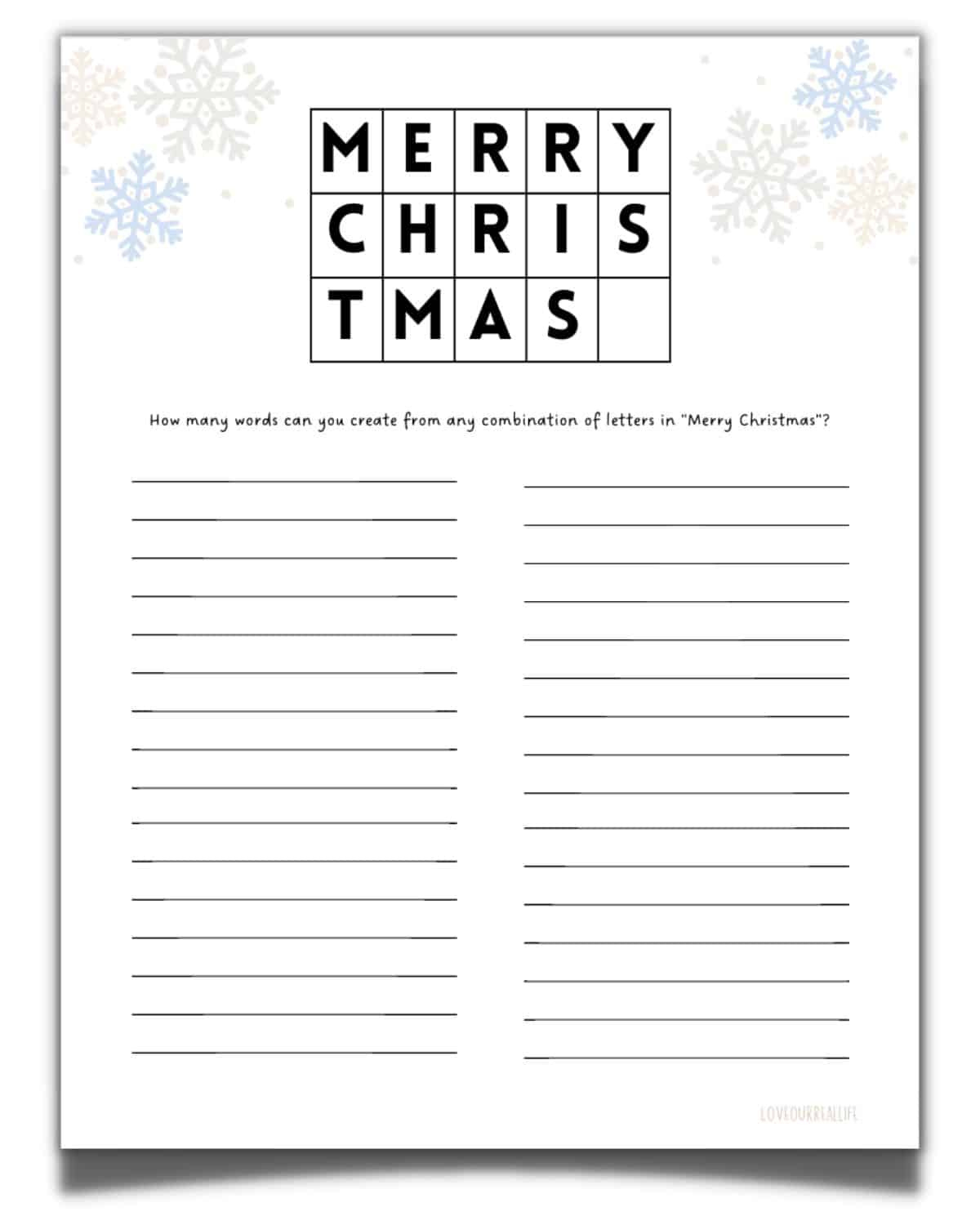How Many Words Can You Make From Merry Christmas (Printable inside Printable How Many Words Can You Make from Merry Christmas