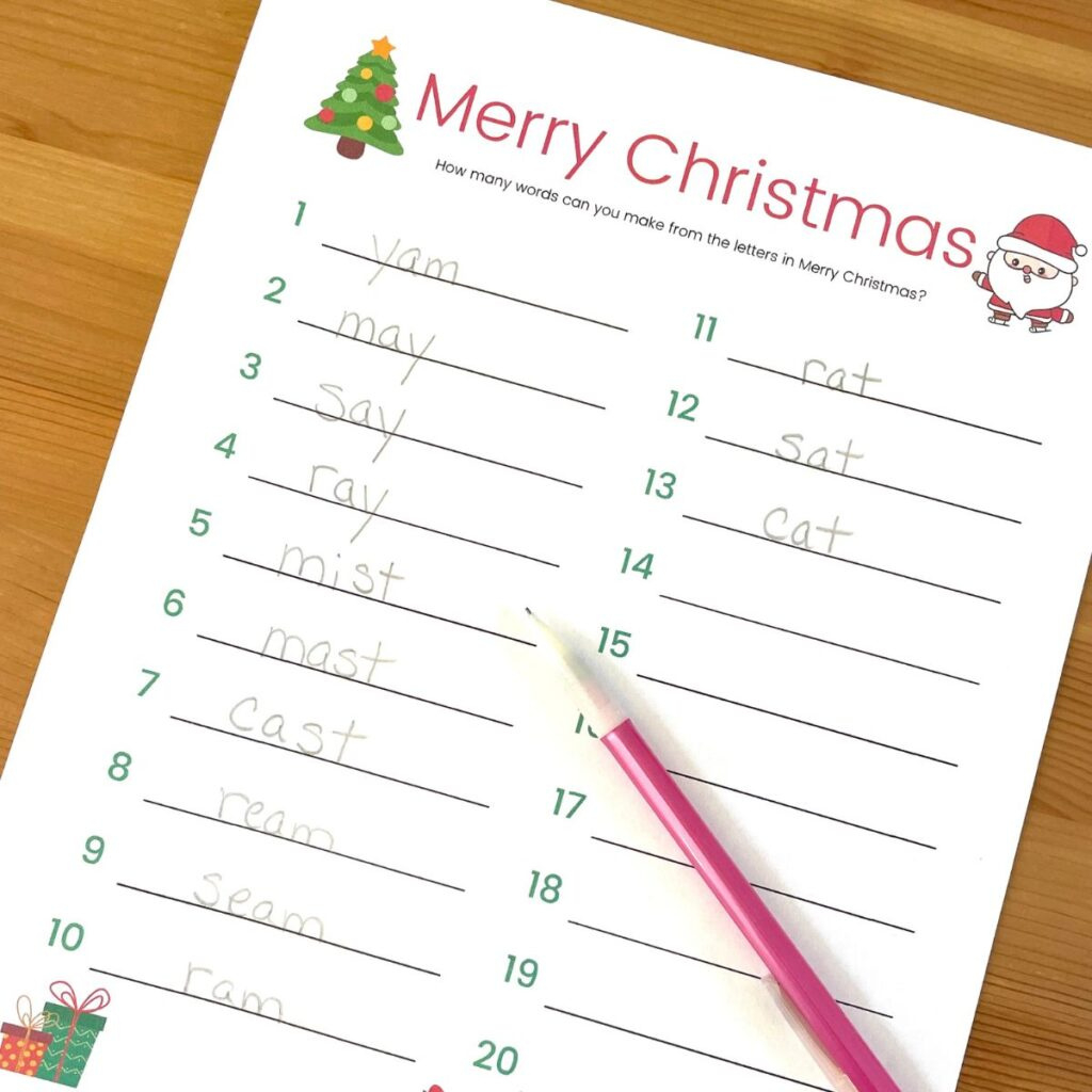 How Many Words Can You Make From Merry Christmas Printable with Printable How Many Words Can You Make From Merry Christmas