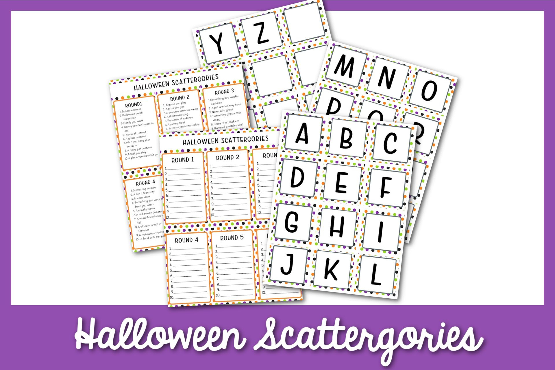 Spooky Halloween Scattergories Printable for Printable Halloween Scattergories Wolf